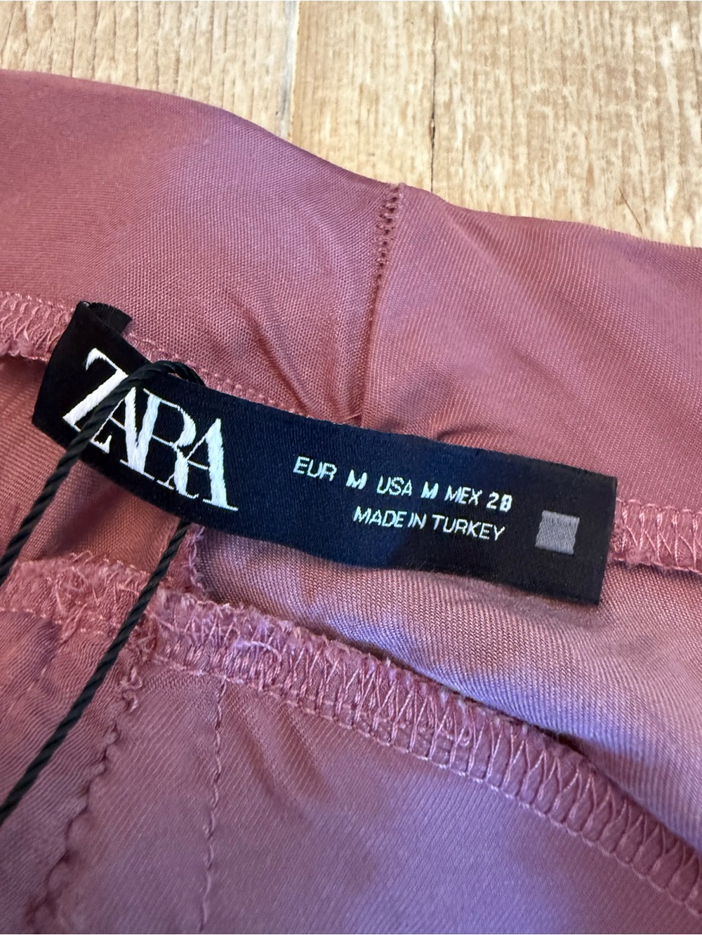 ZARA Dusty Mauve Ruched Drawstring Midi Skirt - Picture 3 of 6